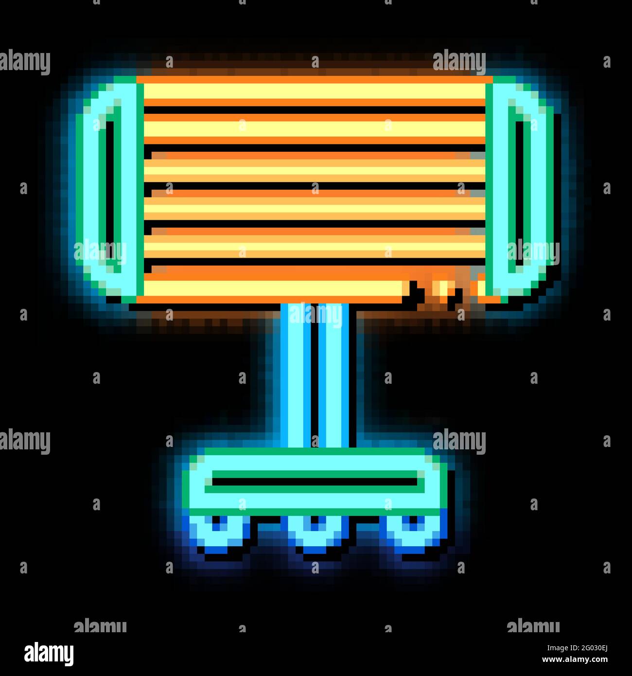 Portable Heating Device On Rollers neon glow icon illustration Stock Vector