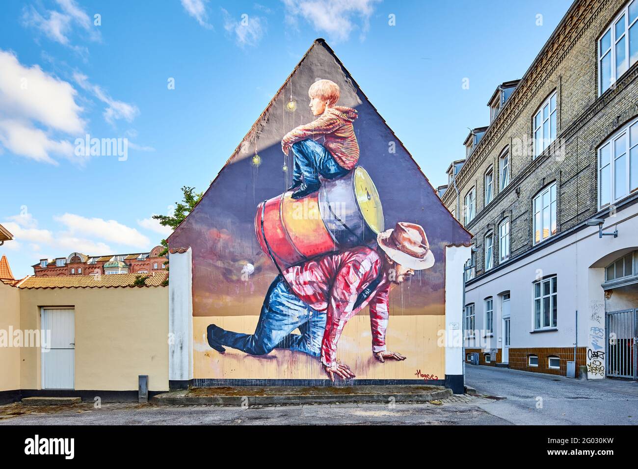 a beautiful mural painted on a large building Stock Photo