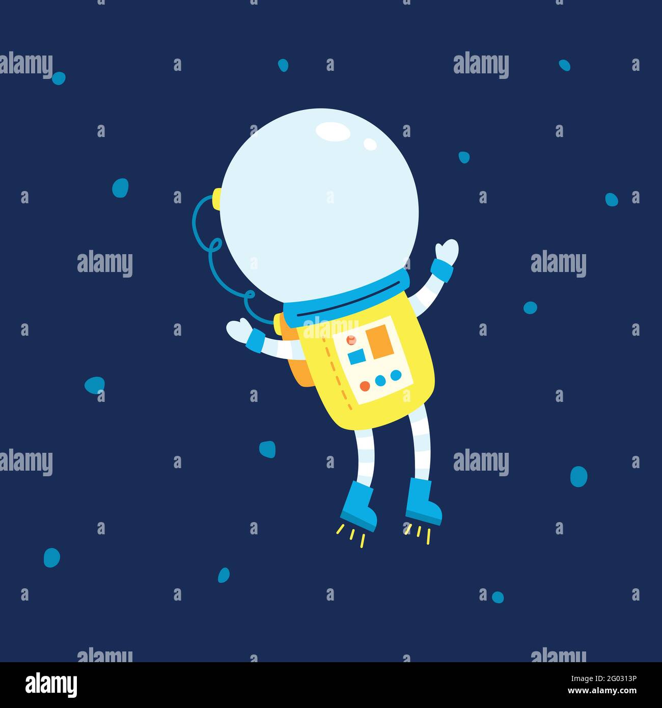 Flat design, Astronaut floats in space, Vector illustration, Infographic element. Stock Vector