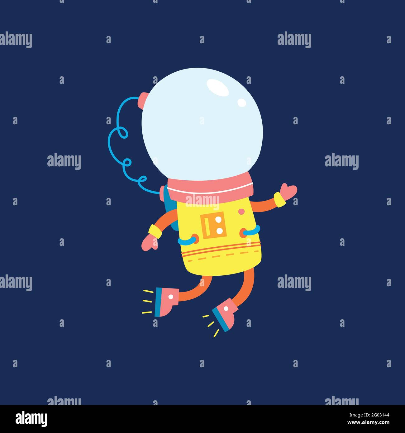 Flat design, Astronaut floats in space, Vector illustration, Infographic element. Stock Vector