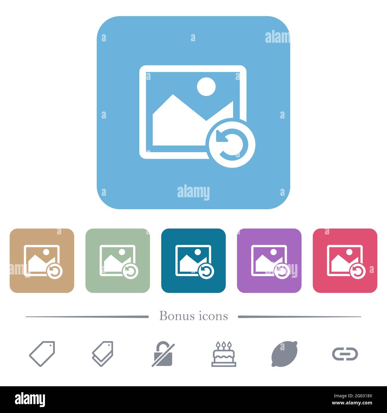 Image rotate left white flat icons on color rounded square backgrounds ...