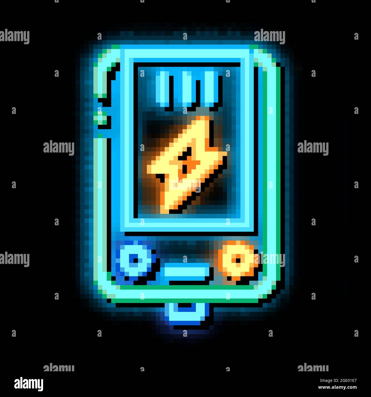Electronic Main Block Heating System neon glow icon illustration Stock Vector