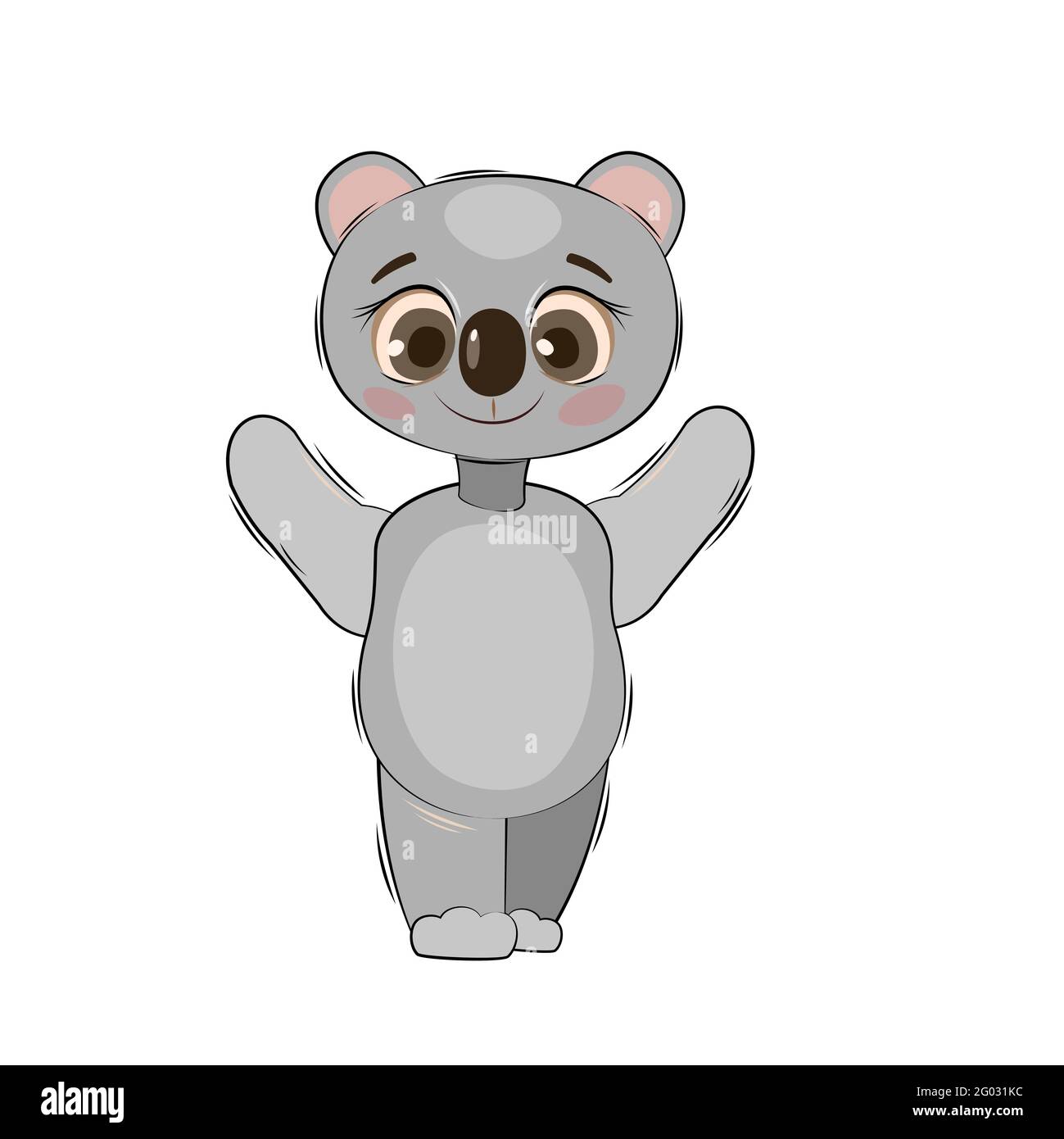 Little koala bear cub. Isolated object on a white background. Cheerful ...