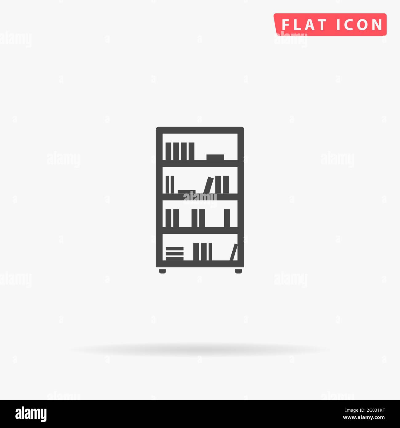 Bookcase flat vector icon. Hand drawn style design illustrations. Stock Vector