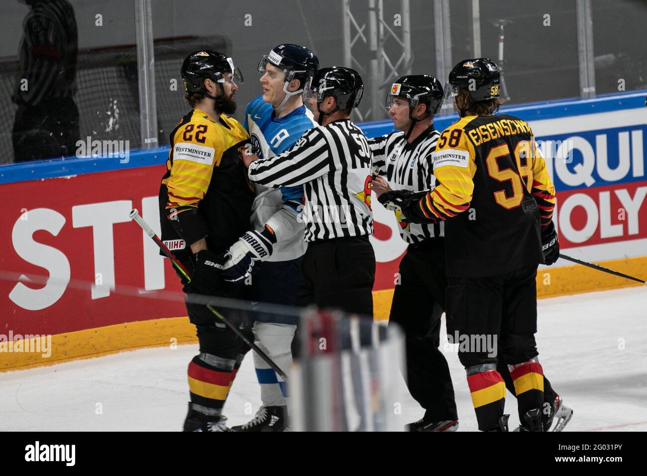 Riga, Latvia. 29th May, 2021. Germany vs Finland, Ice Hockey in Riga, Latvia, May 29 2021 Credit: Independent Photo Agency/Alamy Live News Stock Photo