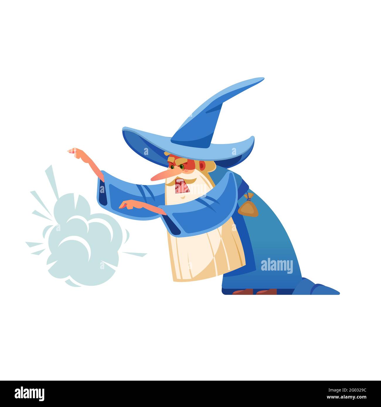 Angry small Sorcerer. Mysterious male magician in robe spelling oldster  merlin vector cartoon characters. Wizard character in costume, spell  magician Stock Vector Image & Art - Alamy