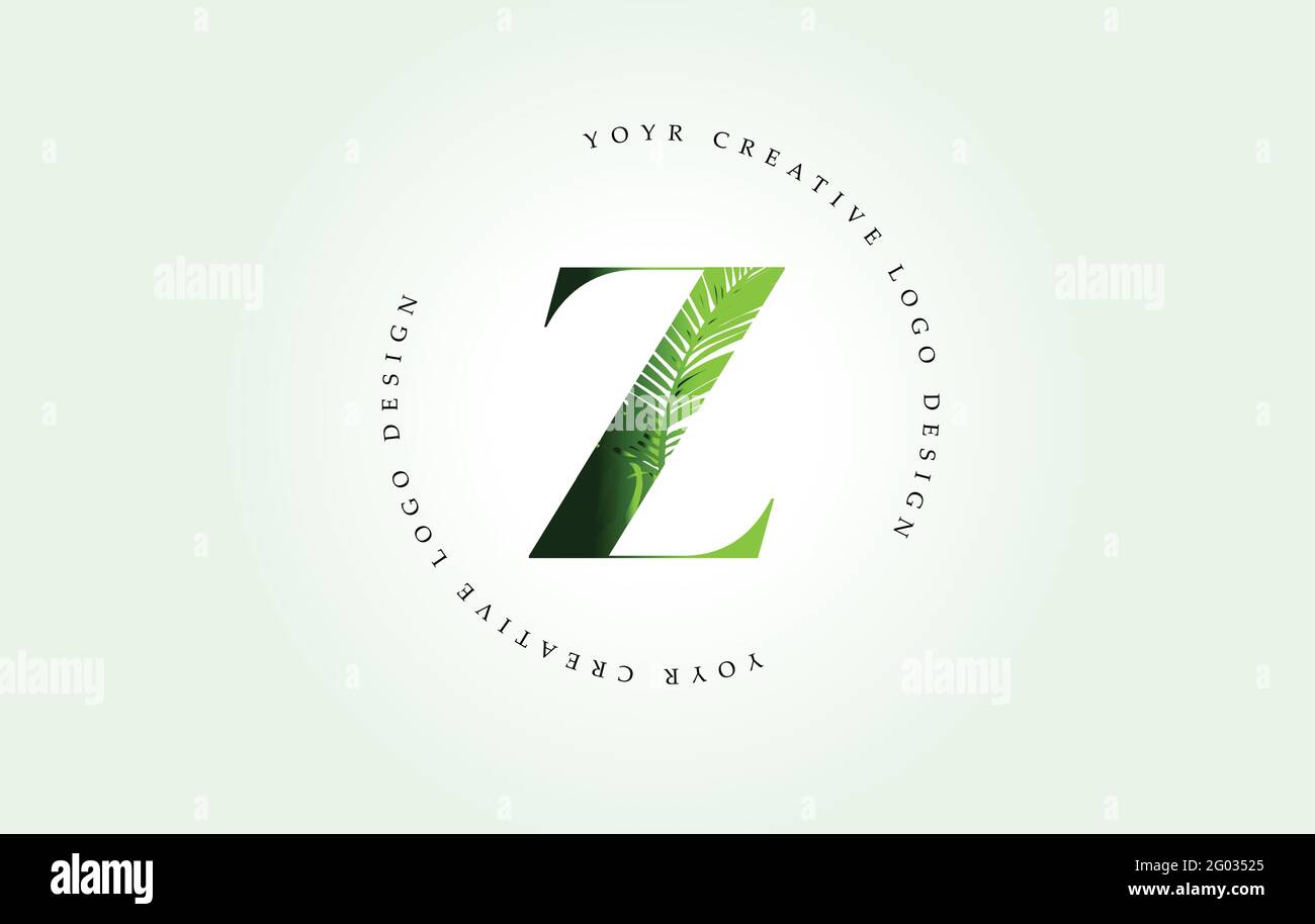 Exotic Letter Z Logo with Palm Tree Leaf Pattern Texture Design Logo ...