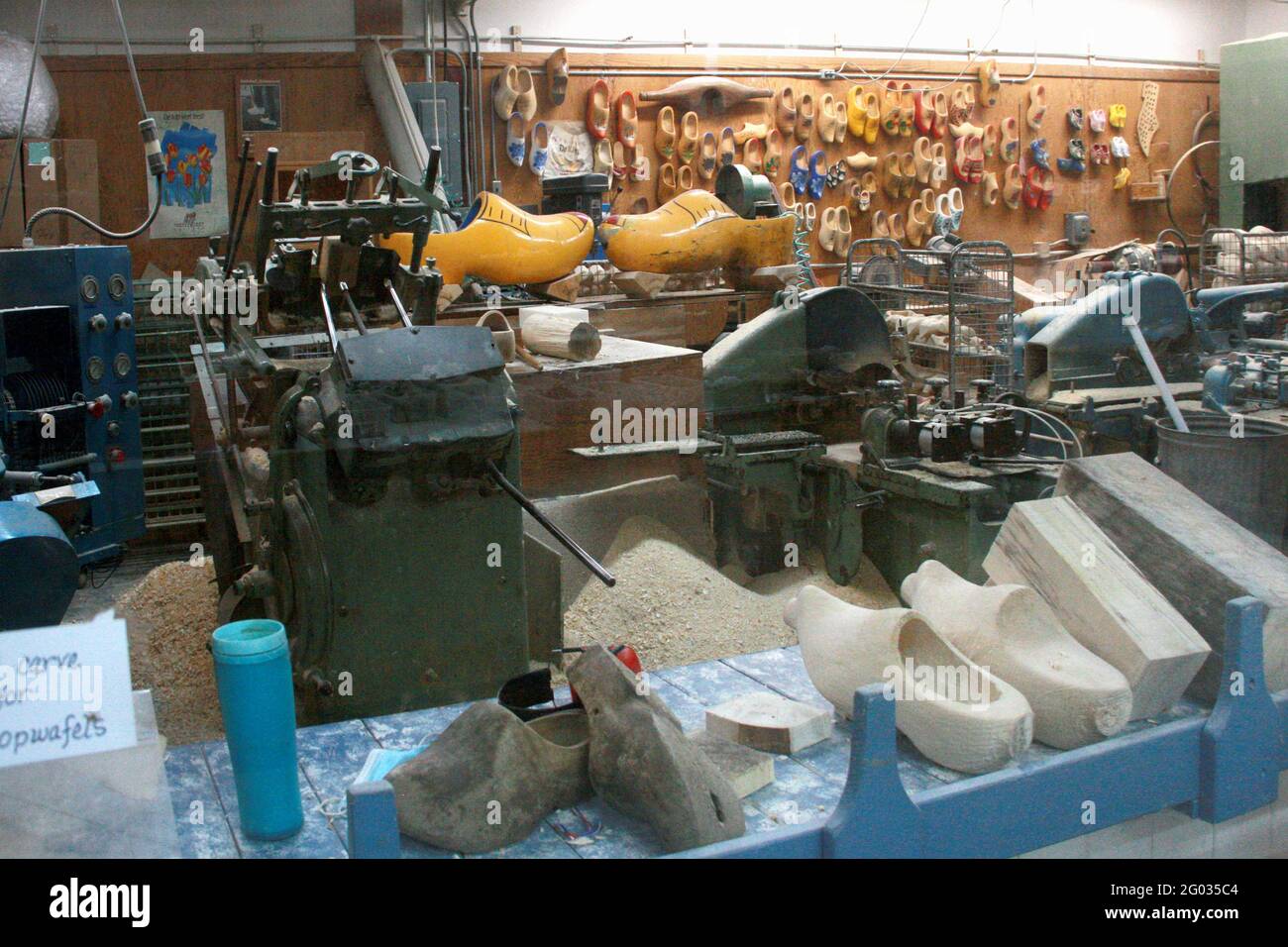Holland, MI, USA. Inside the De Klomp Wooden Shoe and Delft Factory, making traditional Dutch