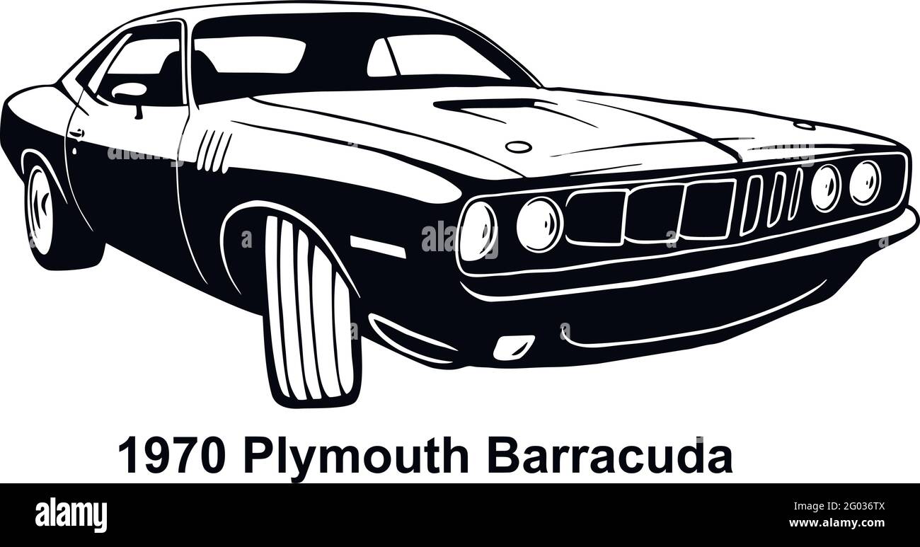 Muscle car Old American Classic Car, 1970s, Muscle car Stencil