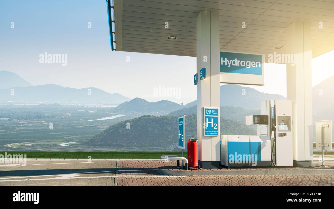Self service hydrogen filling station Stock Photo