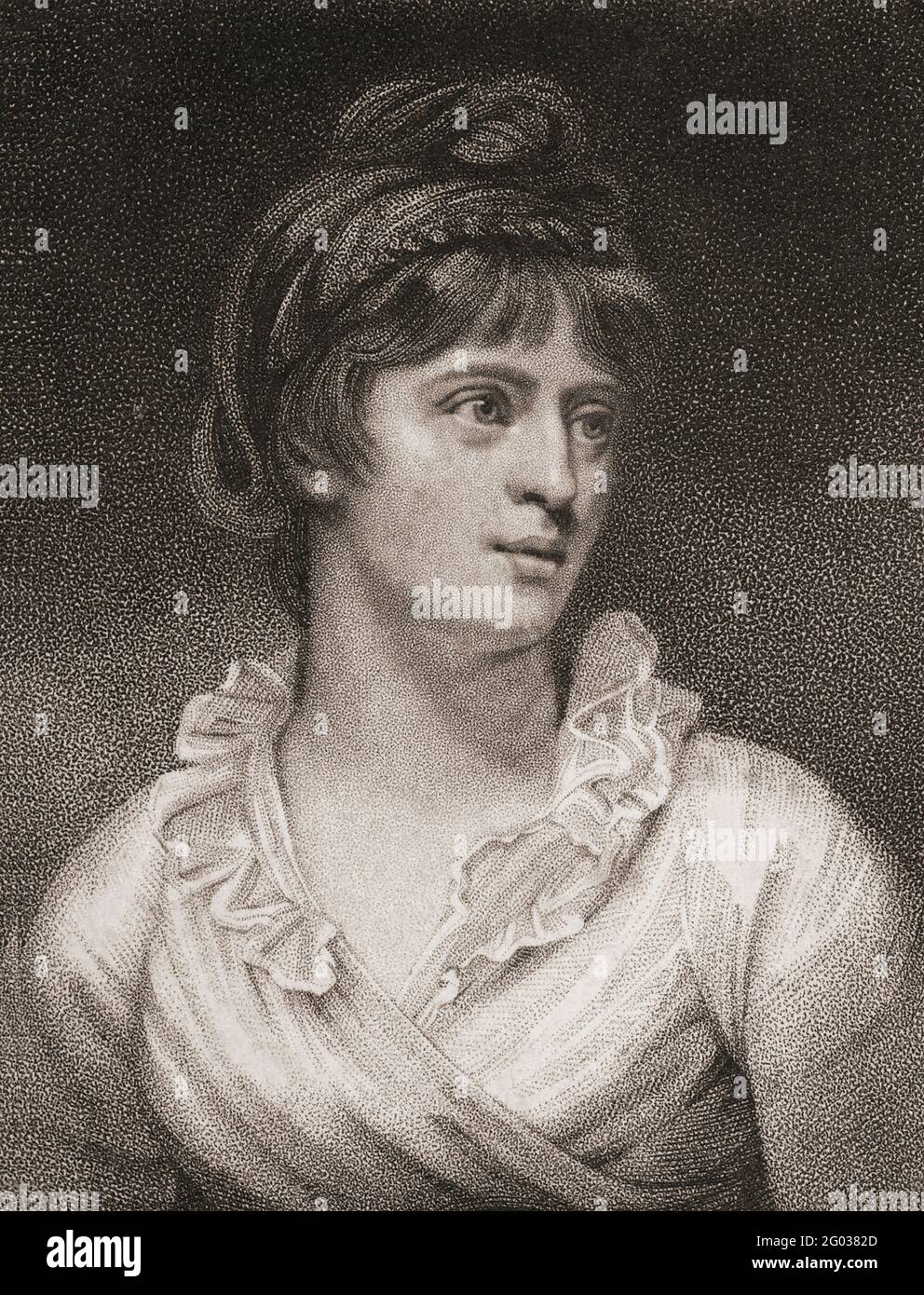 Amelia Opie, née Alderson, 1769 –1853.  English Romantic era novelist and active abolitionist.  After an early 19th century engraving. Stock Photo
