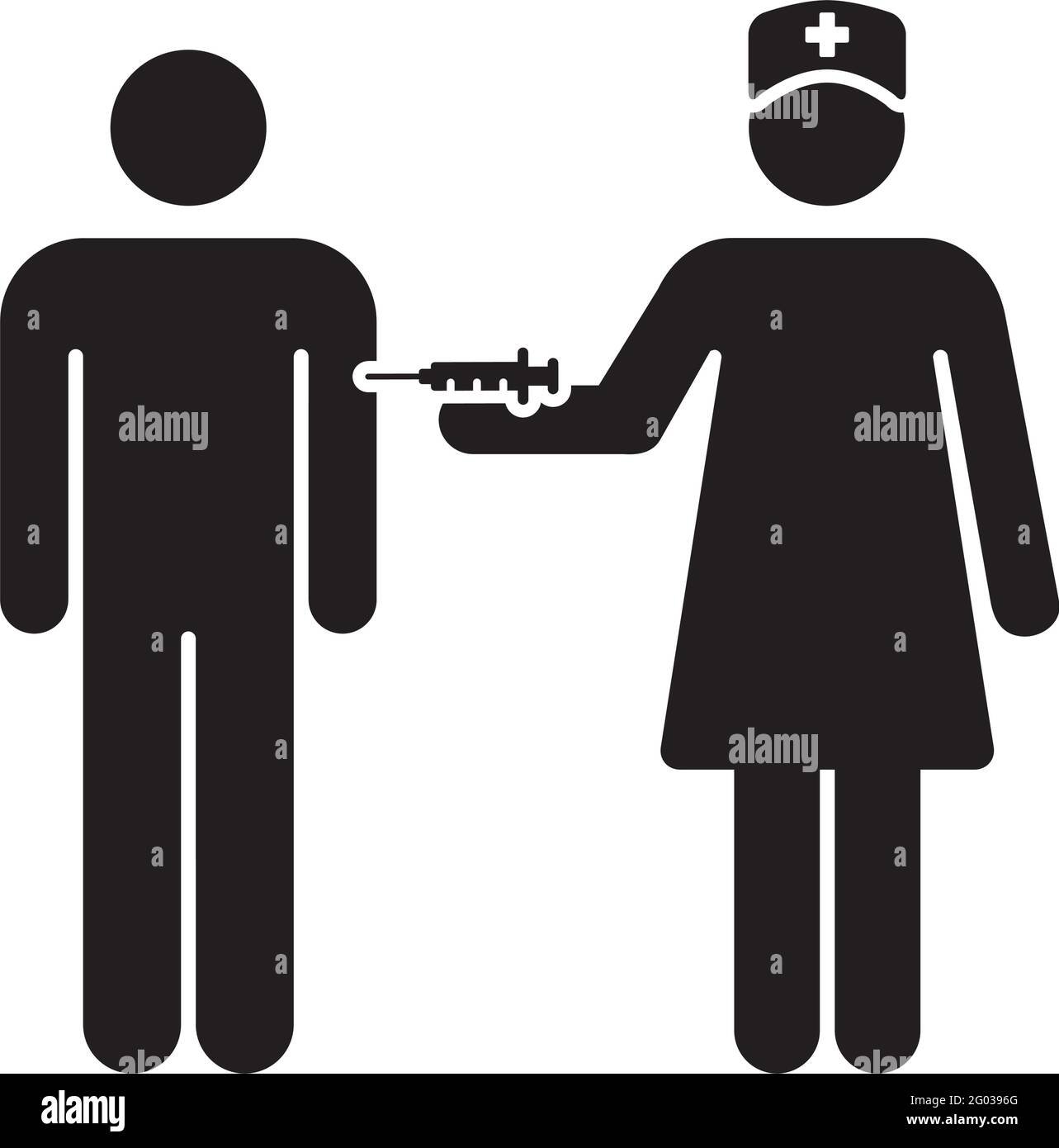 Vaccination icon vector with vaccine injection syringe person symbol ...