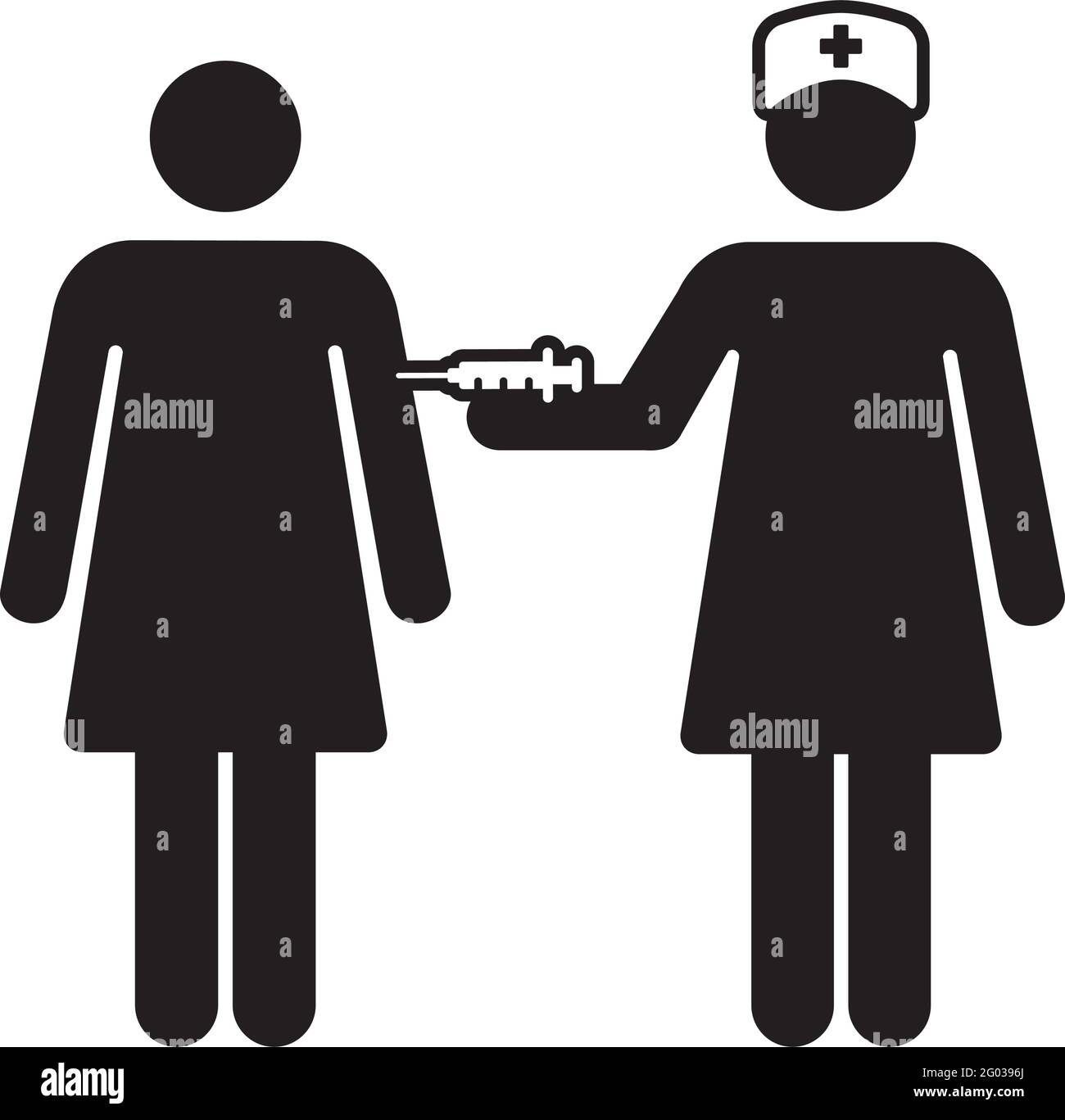Vaccination icon vector with vaccine injection syringe person symbol ...