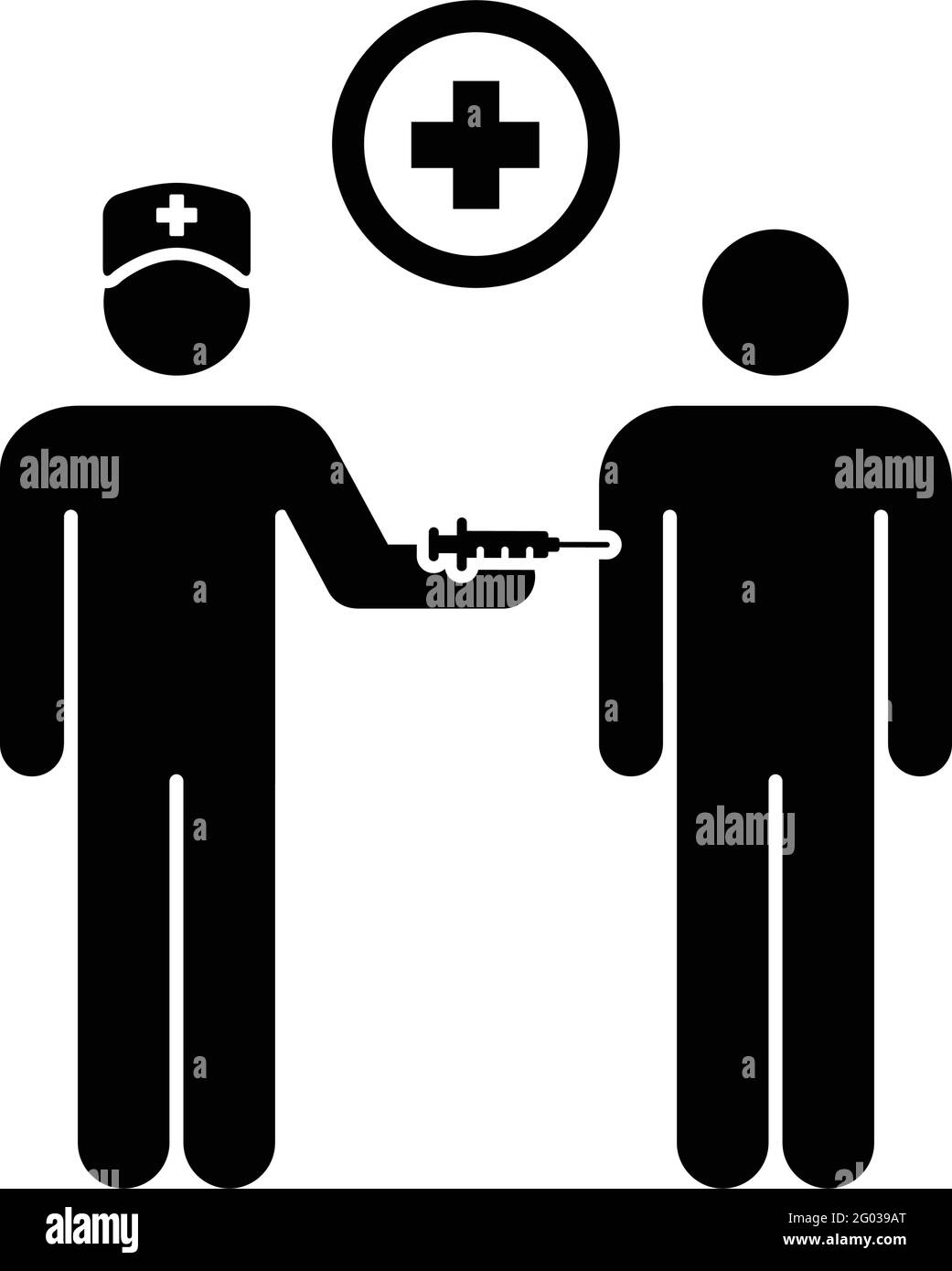 Vaccine symbol icon vector with injection syringe person for virus ...