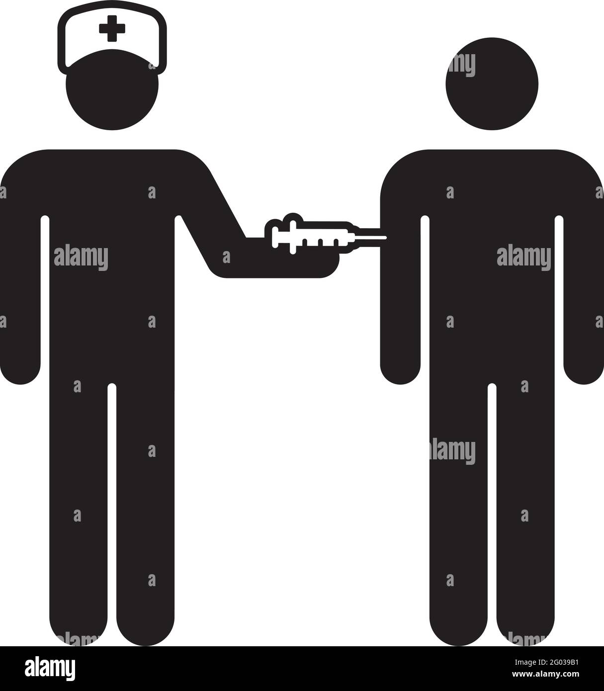 Vaccine icon vector with injection syringe person symbol for ...