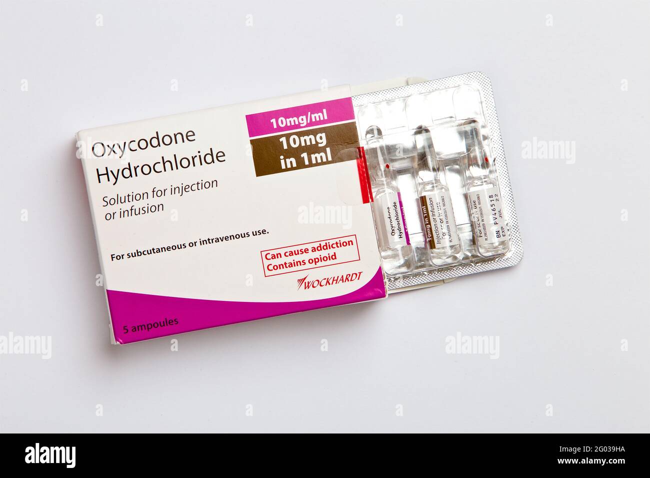 Ampoules of Oxycodone Hydrochloride for intravenous or subcutaneous use