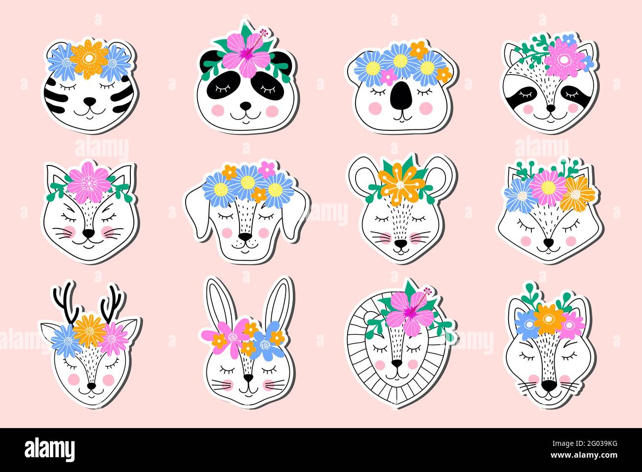 stickers of hand drawn animals Stock Vector Image & Art - Alamy
