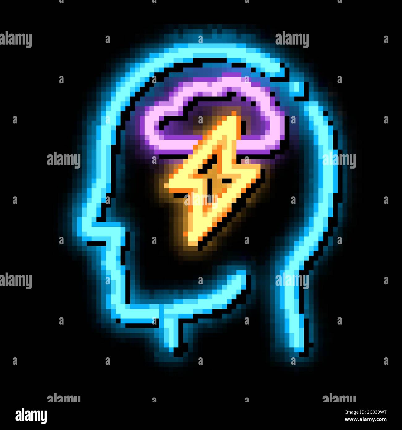 Raining Lightning Cloud In Silhouette Mind Vector Stock Vector