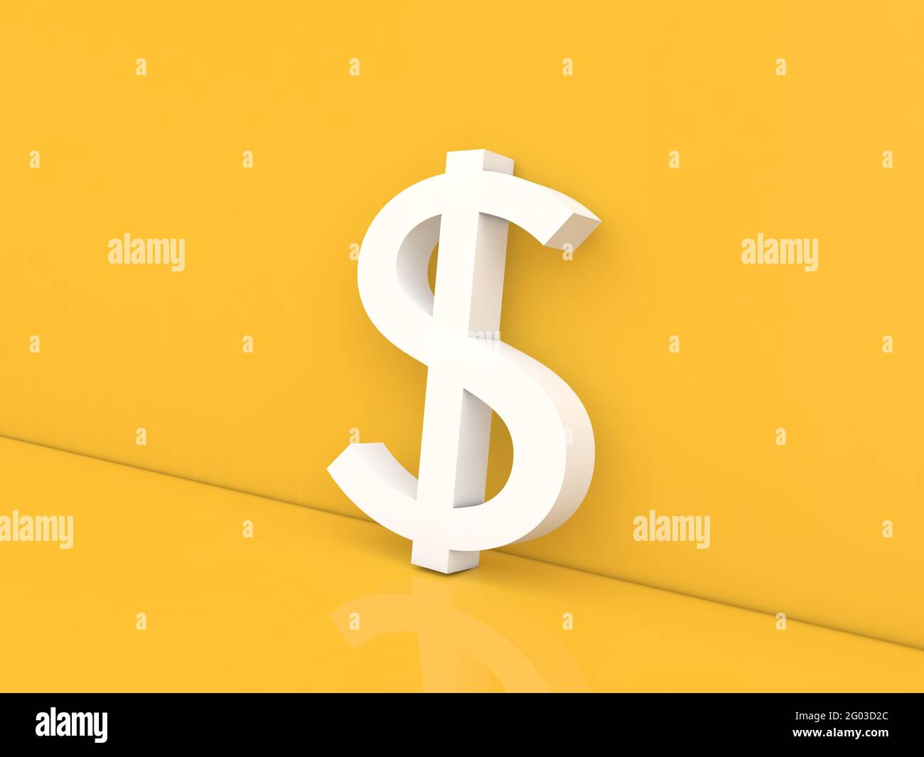 Dollar sign on a yellow background. 3d render illustration. Stock Photo