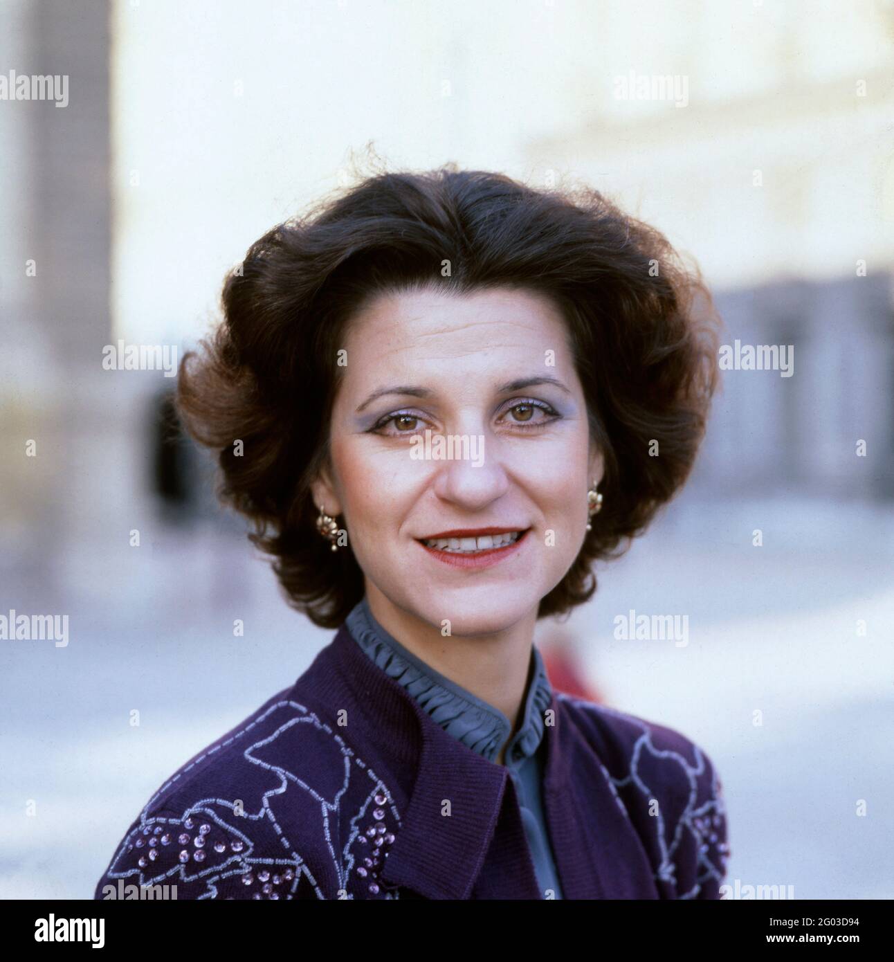 Agnes Baltsa, griechische Opernsängerin, Mezzosopranistin, Portrait circa 1986. Agnes Balta, Greek Opera singer, mezzo-soprano, portrait circa 1986. Stock Photo