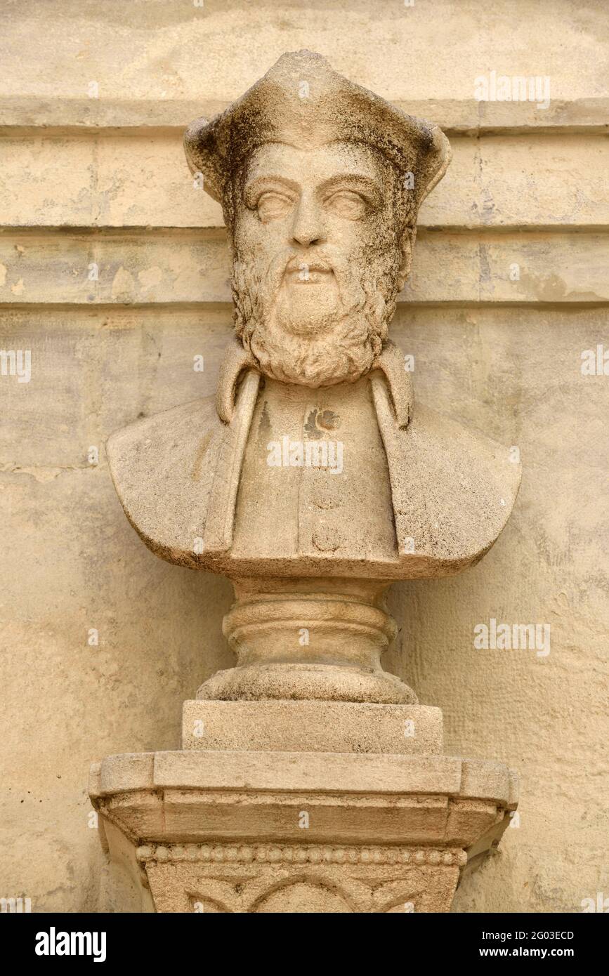 Bust or Portrait of Nostradamus on the Nostradamus Fountain (1859) by ...