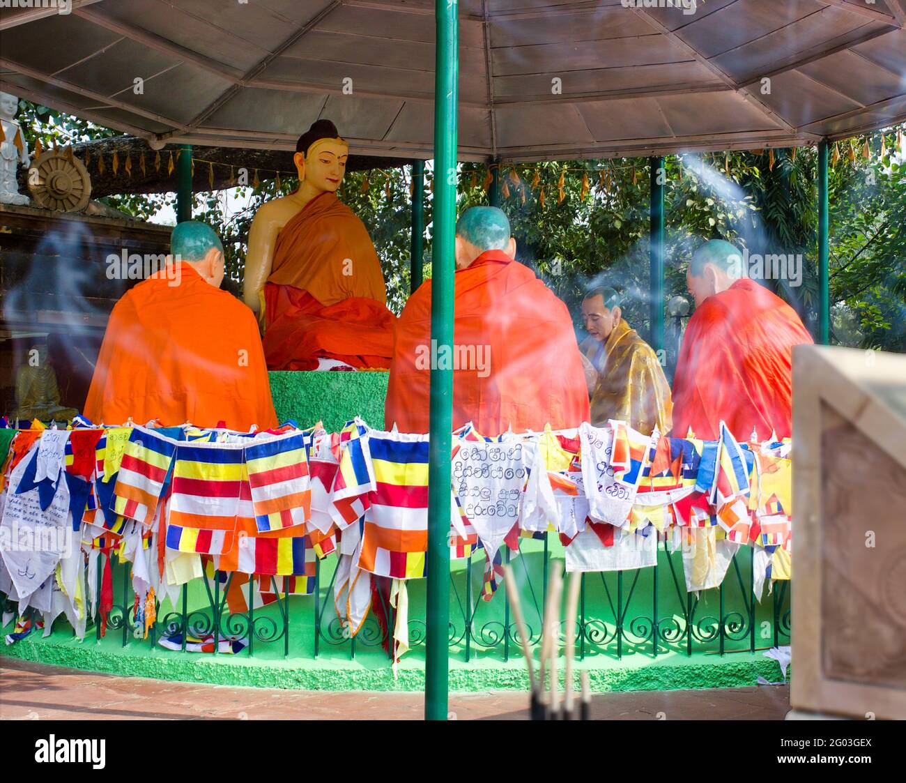 Idols of Buddha and disciples under Sacred Bodhi Tree & complex at