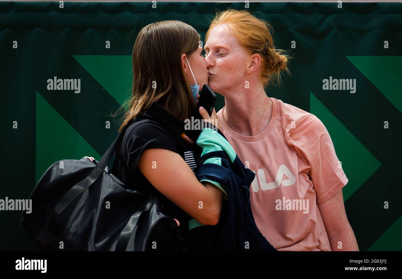 Greet Minnen and Alison Van Uytvanck of Belgium after practice ahead of the  Roland-Garros 2021, Grand Slam tennis tournament, Qualifying, on May 28,  2021 at Roland-Garros stadium in Paris, France - Photo