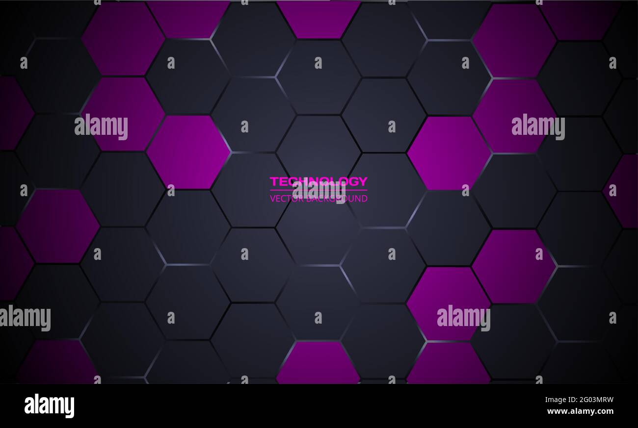 Dark gray hexagonal technology abstract vector background. White bright ...