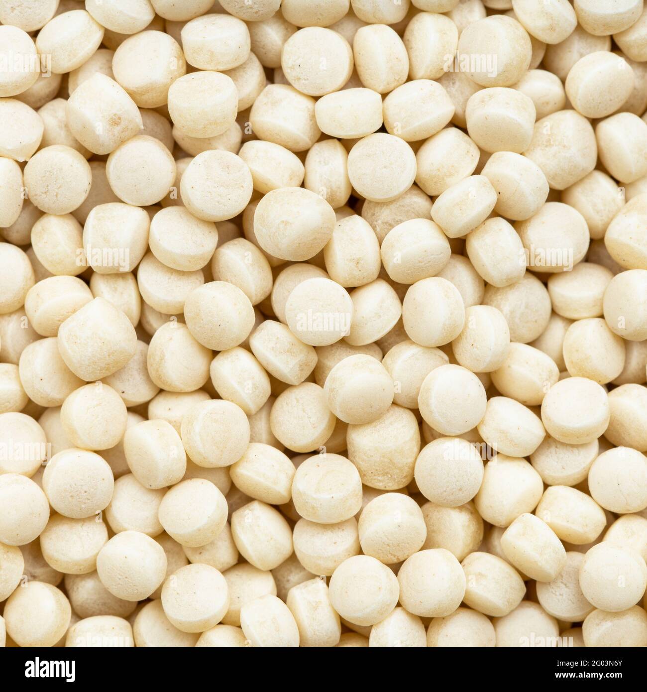 square food background - israeli pearl couscous close up Stock Photo
