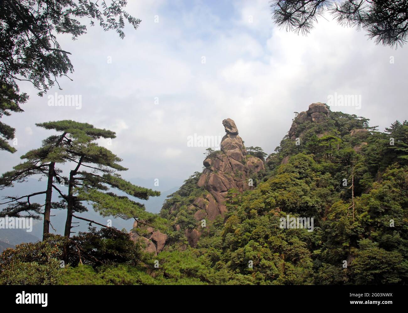 Sanqingshan Mountain in Jiangxi Province, China. View of Goddess Peak, a  rocky outcrop on Mount Sanqing representing a woman looking to the distance  Stock Photo - Alamy