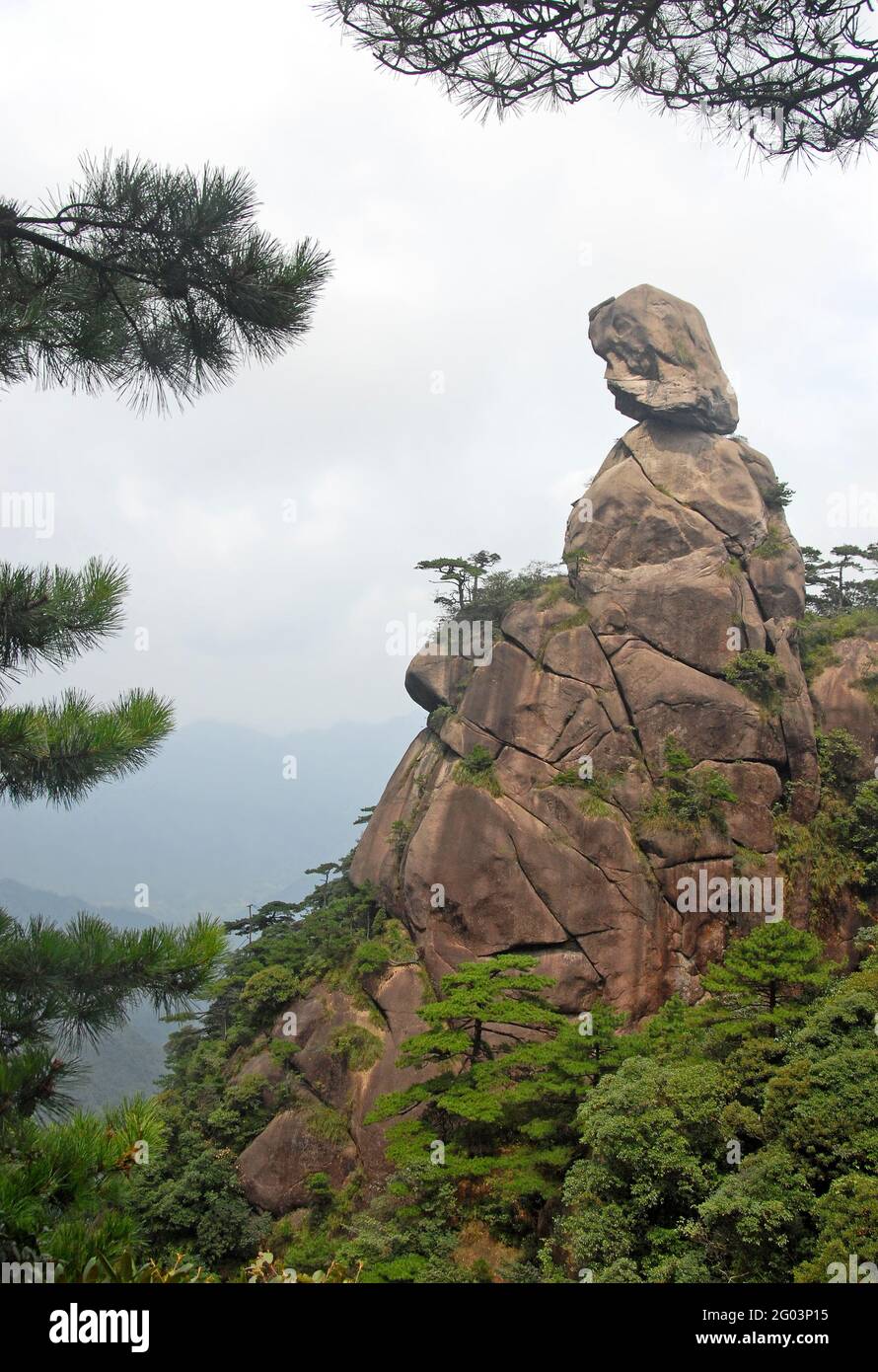 Sanqingshan Mountain in Jiangxi Province, China. View of Goddess Peak, a  rocky outcrop on Mount Sanqing representing a woman looking to the distance  Stock Photo - Alamy