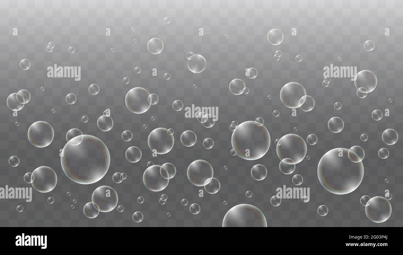 Soap or Air Bubbles on Transparent Background. Vector illustration Stock Vector