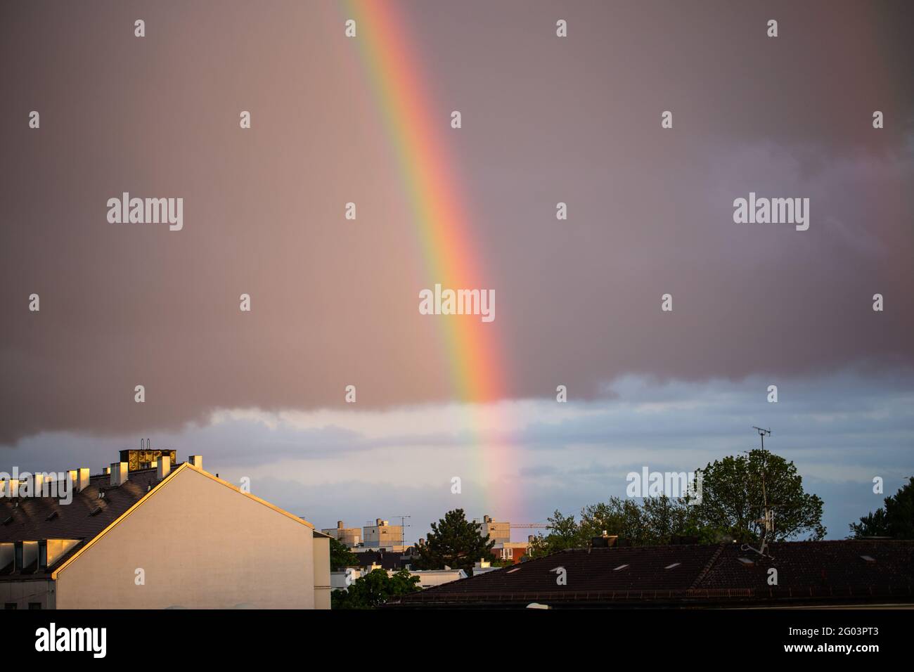 Rainbow clouds rain sun vector sky hi-res stock photography and images ...