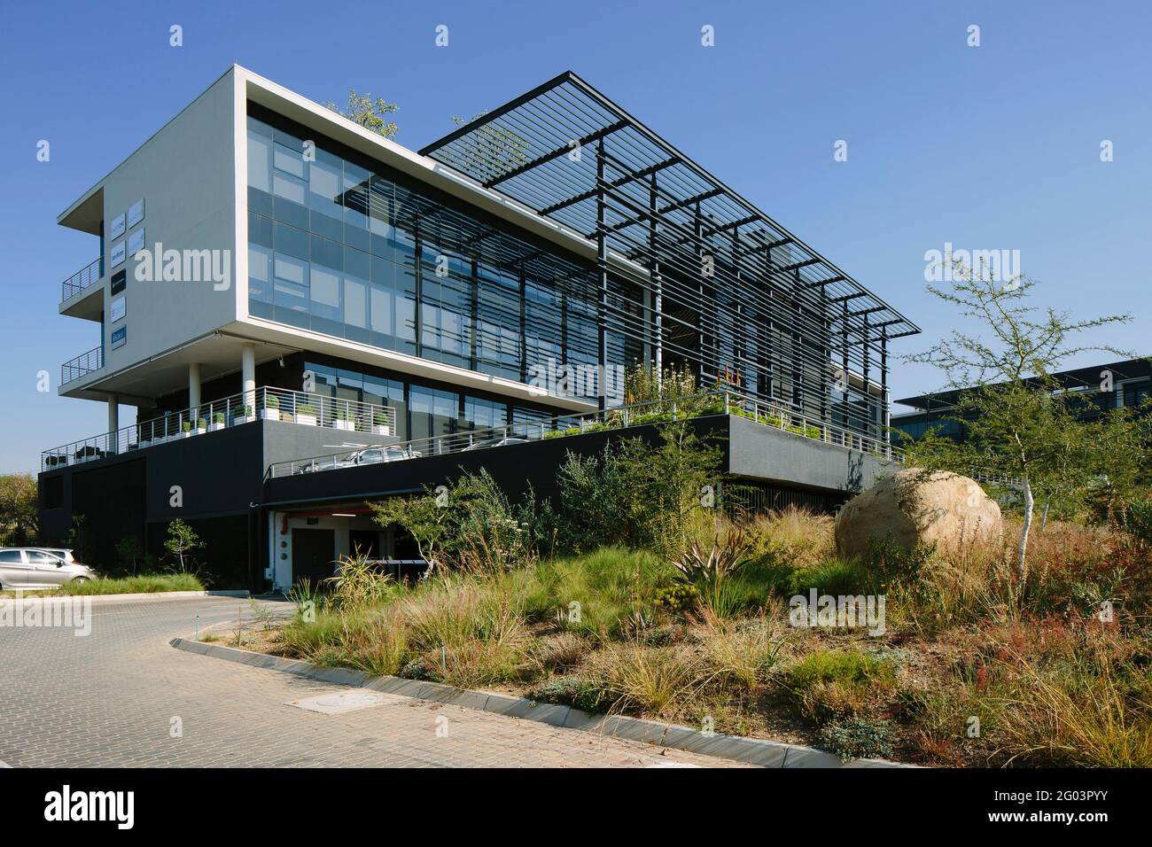 Building B with landscaping. Knightsbridge Office Park, Johannesburg