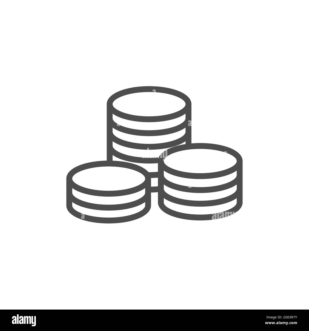 Coin pile, finance, money and banking line style vector icon Stock Vector