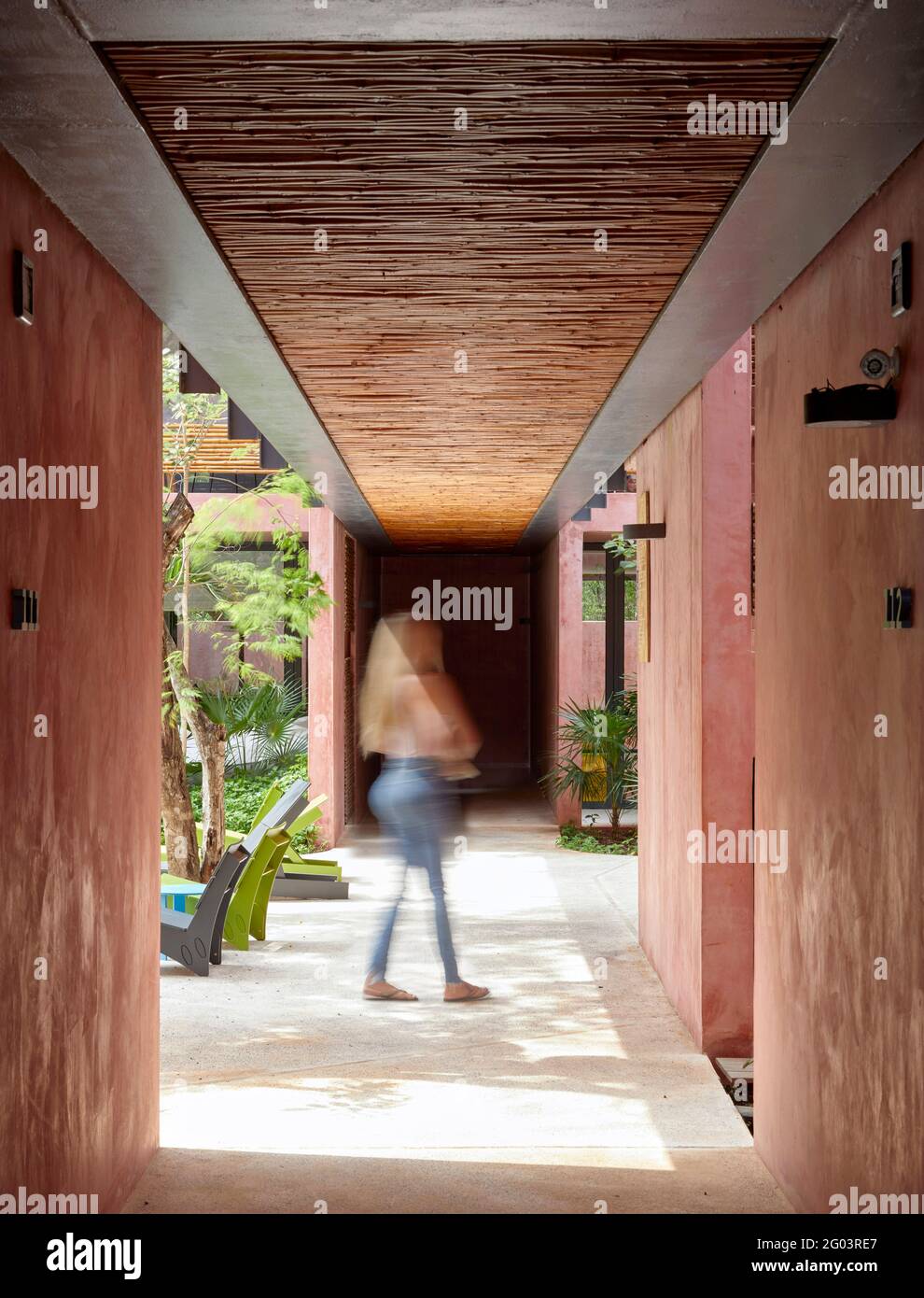 Covered public space. Tulum Apartments, Tulum, Mexico. Architect Reyes Rios + Larrain Studio