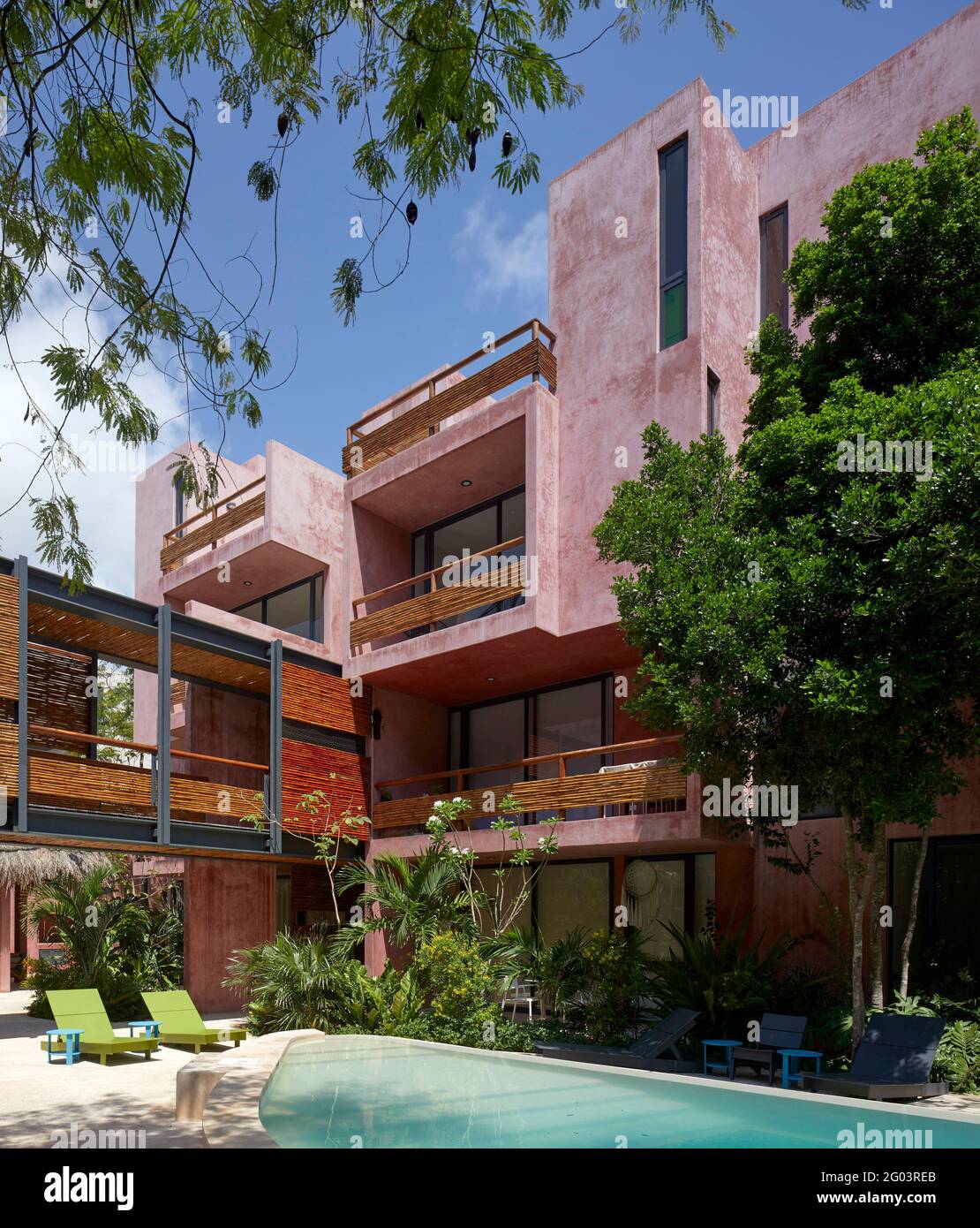 Apartment facades. Tulum Apartments, Tulum, Mexico. Architect Reyes Rios + Larrain Studio