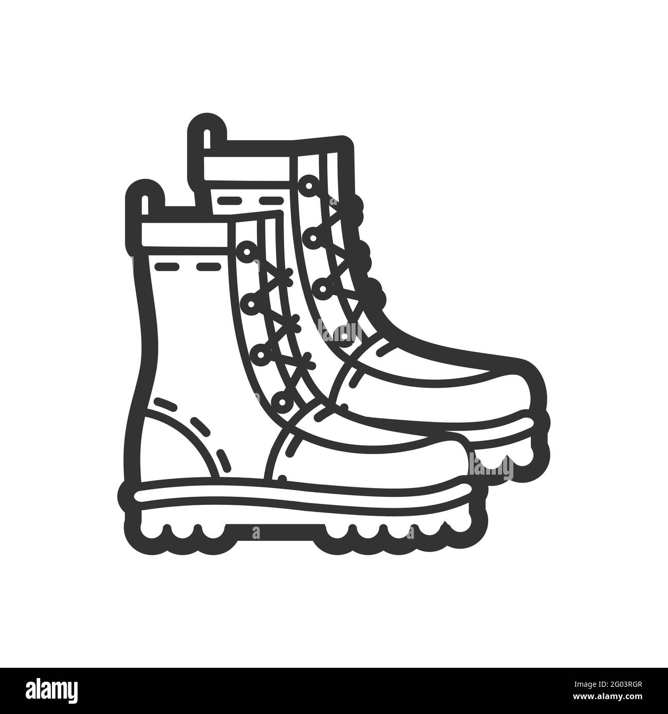 Military boots, vector flat paintball, airsoft, traveling icon Stock Vector