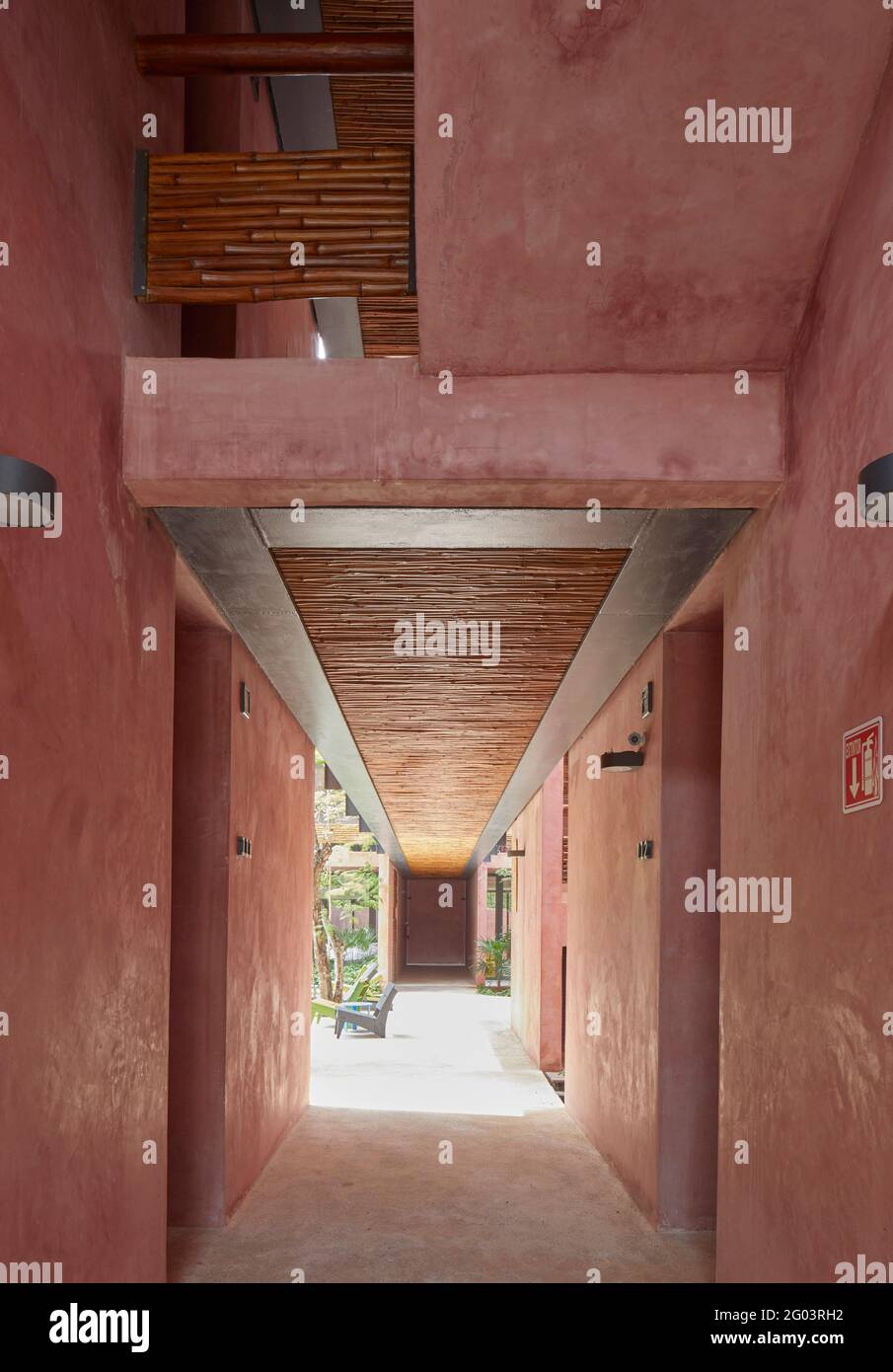 Interior corridor,. Tulum Apartments, Tulum, Mexico. Architect Reyes Rios + Larrain Studio