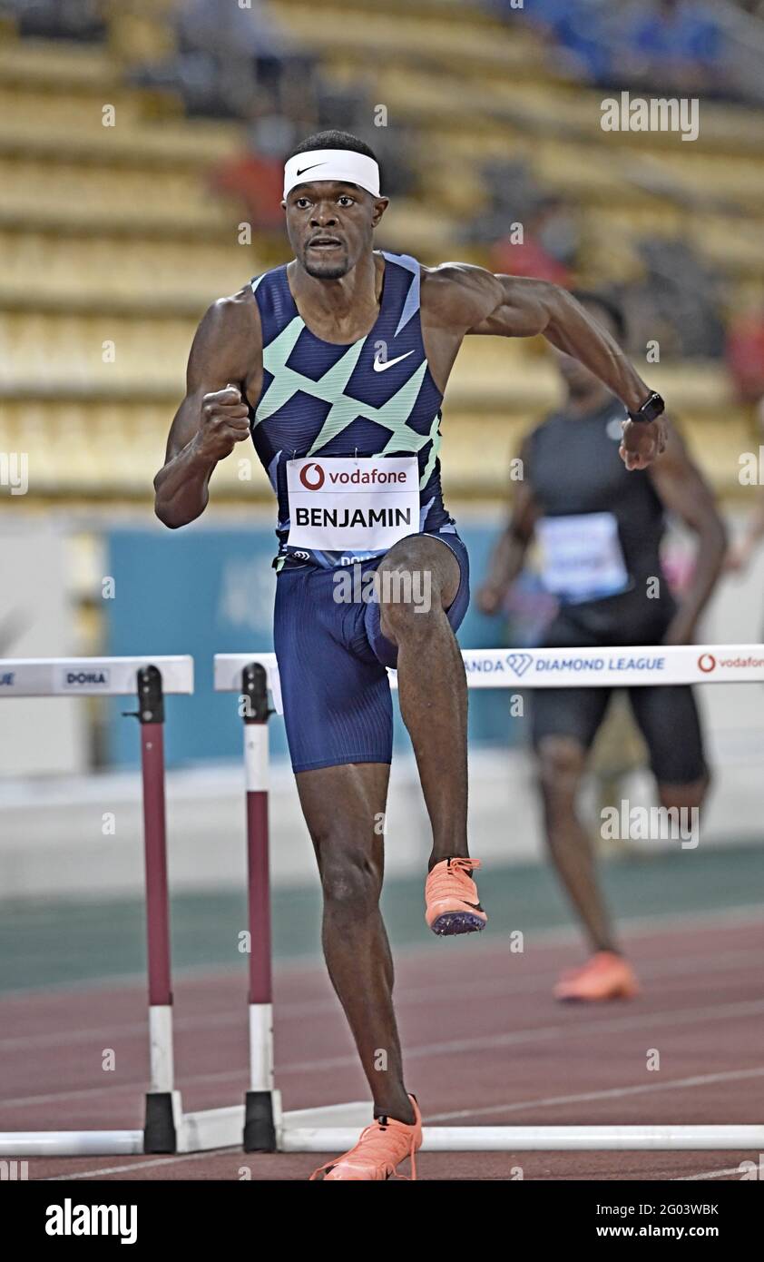 Rai Benjamin (USA) wins the 400m hurdles in 47.38 during the World