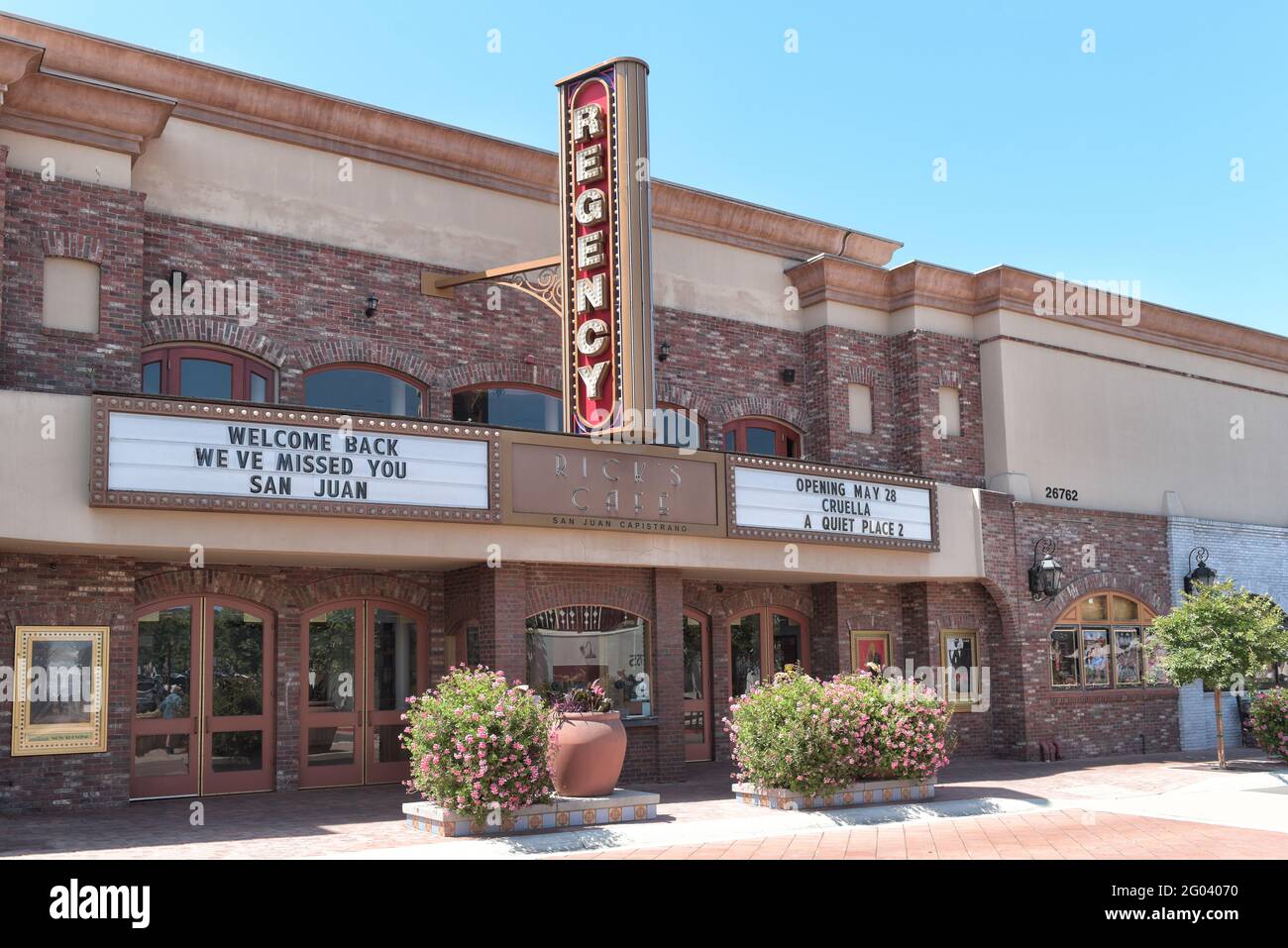SAN JUAN CAPISTRANO, CALIFORNIA - 27 MAY 2021: Regency Theater on Verdugo Street in the Historic Downtown District. Stock Photo