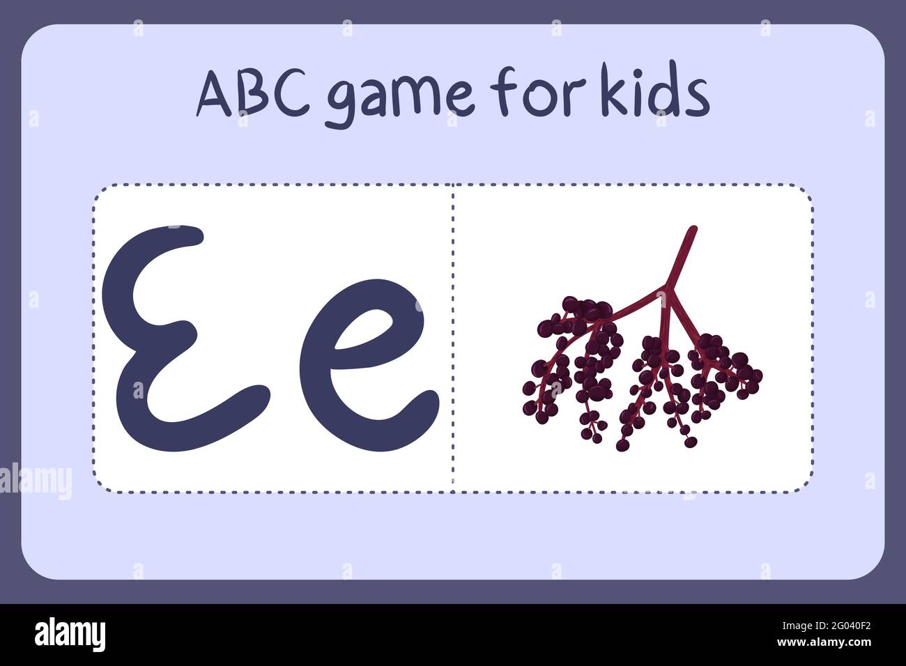 Kid alphabet mini games in cartoon style with letter E - elderberry ...