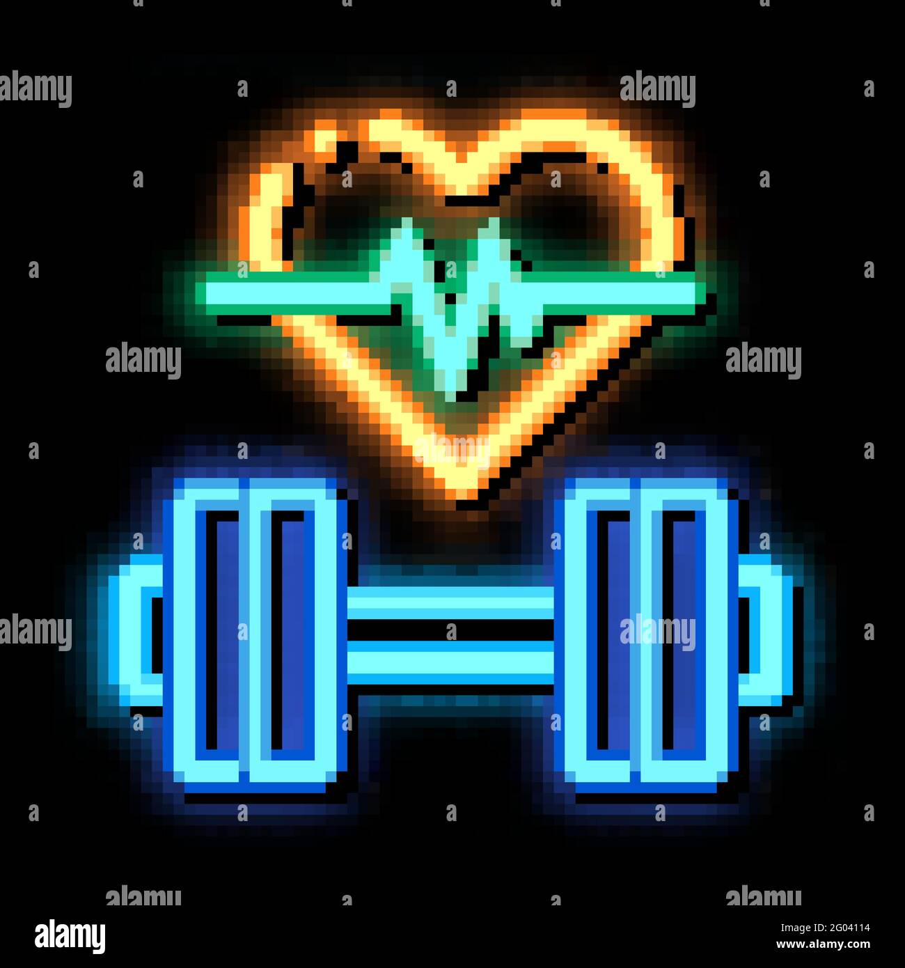 Cardio Training Biohacking neon glow icon illustration Stock Vector
