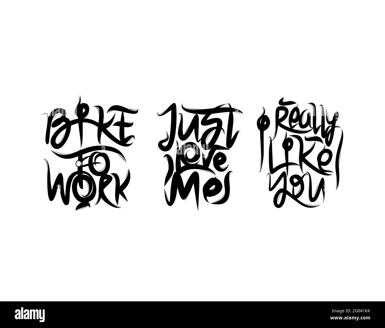 Set lettering Text on white background in vector illustration Stock