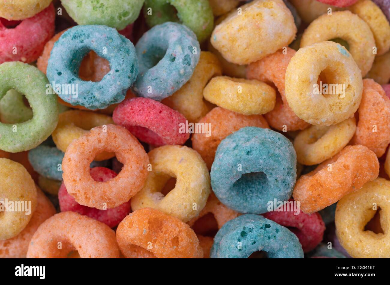 Top close view of colorful oat breakfast cereal Stock Photo Alamy