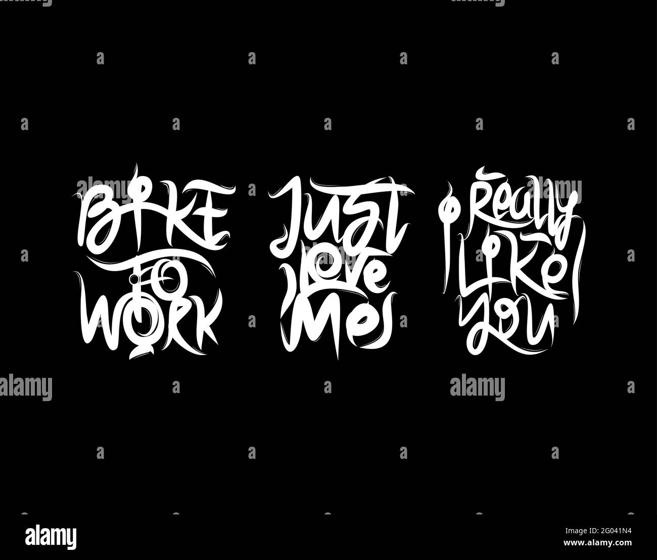 Set lettering Text on black background in vector illustration Stock