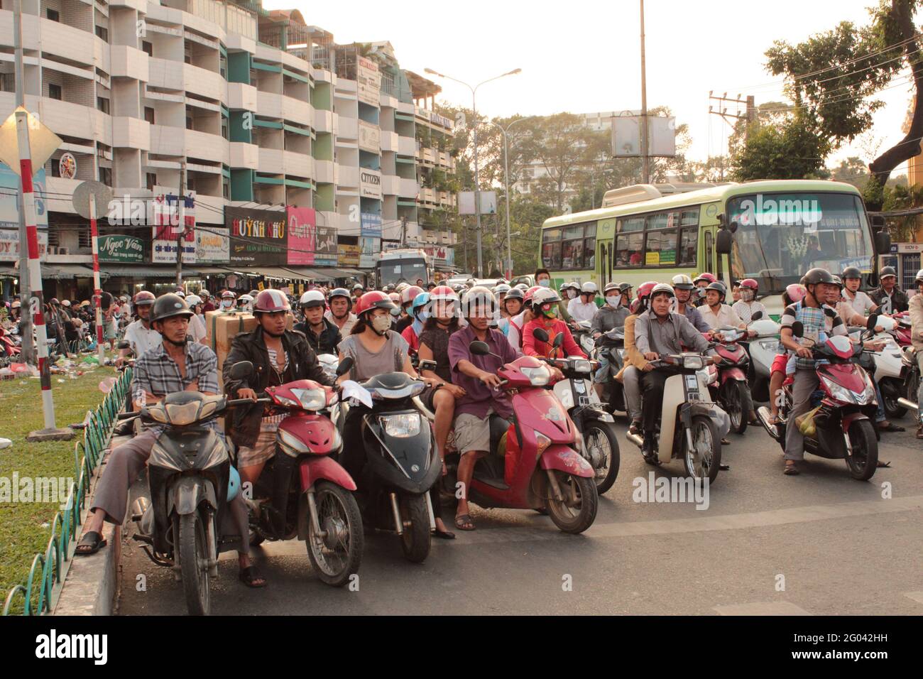 Saigon, Vietnam January 2014 Scooter traffic in Saigon, Vietnam