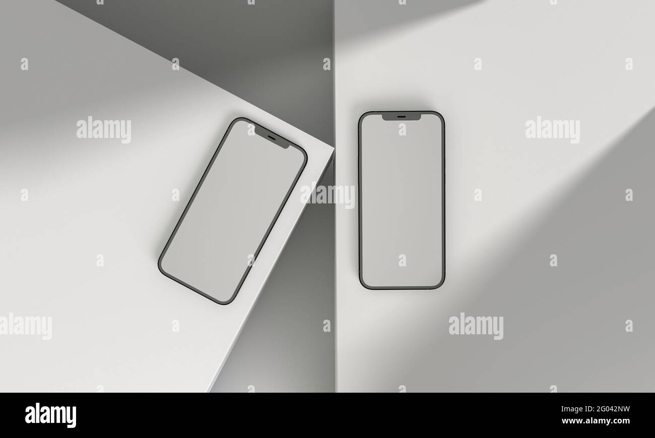 3d render illustration generic phone mock up in a white design high key ...