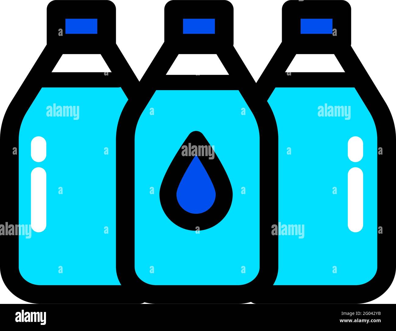 plastic water bottle set delivery color icon Stock Vector