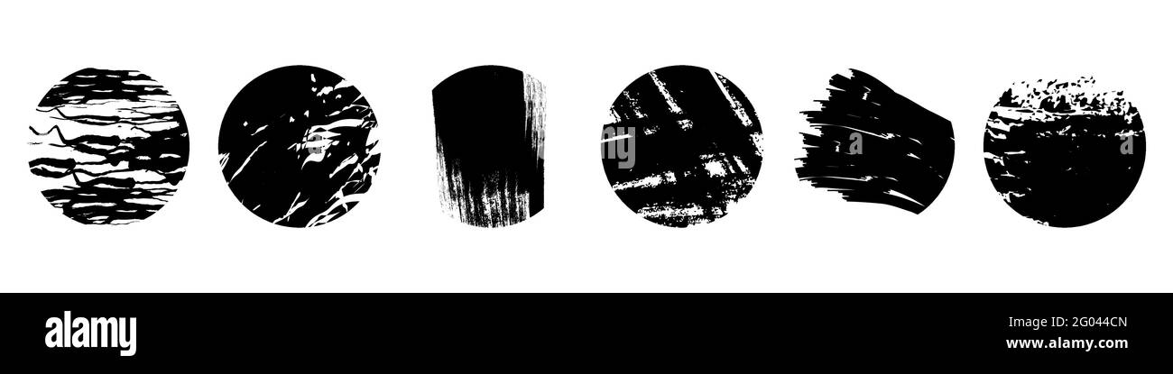 Abstract Black Brush Trace Highlights. Minimalistic Dark Icon Set For Social Media. Vector illustration Stock Vector